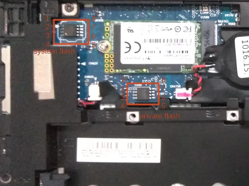 Two flash chips of HP EliteBook Folio 9480m